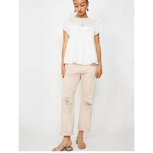 $669 R13 BOYFRIEND CROPPED JEAN. IN PEYTON PINK